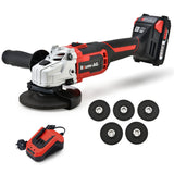 NNEMB 20V SYNC Cordless Angle Grinder Kit with Battery-Fast Charger-5 x Discs