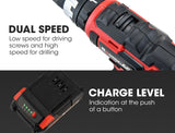 NNEMB 20V SYNC Cordless Lithium Power Drill Kit-with Battery-Charger-Hammer Drill Function-Accessory Kit