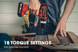 NNEMB 20V SYNC Cordless Lithium Power Drill Kit-with Battery-Charger-Hammer Drill Function-Accessory Kit