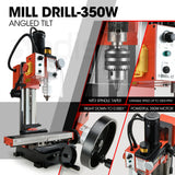 NNEMB 400W Mini Metal Lathe and 350W Mill Drill Press Machine Combo
