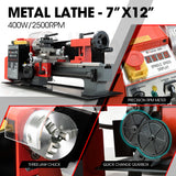 NNEMB 400W Mini Metal Lathe and 350W Mill Drill Press Machine Combo