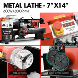 NNEMB 600W 7x14 Mini Metal Lathe and 350W Mill Drill Press Machine Combo