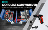 NNEMB 118pc Metal Cantilever Tool Kit Box Set with Cordless Screwdriver-Blue & Black