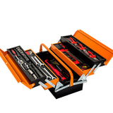 NNEMB 118pc Metal Cantilever Tool Kit Box Set with Cordless Screwdriver-Black & Orange