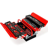 NNEMB 118pc Metal Cantilever Tool Kit Box Set with Cordless Screwdriver-Black & Red