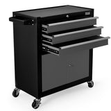 NNEMB Steel Rolling Tool Chest Cabinet-with Tubular Cam Locks-Lockable Castors-Pegboard-Black
