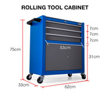 NNEMB Steel Rolling Tool Chest Cabinet-with Tubular Cam Locks-Lockable Castors-Pegboard-Blue