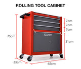 NNEMB Steel Rolling Tool Chest Cabinet-with Tubular Cam Locks-Lockable Castors-Pegboard-Red