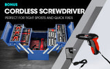 NNEMB 118pc Metal Cantilever Tool Kit Box Set with Cordless Screwdriver-Blue