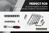 NNEMB 118pc Metal Cantilever Tool Kit Box Set with Cordless Screwdriver-Red