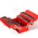 NNEMB 118pc Metal Cantilever Tool Kit Box Set with Cordless Screwdriver-Red