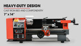 NNEMB 600W 7x14 Variable-Speed Mini Metal Lathe with LCD Screen