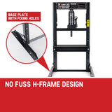 NNEMB 10 Tonne Hydraulic Shop Press Workshop Jack Bending Stand H-Frame