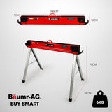 NNEMB 2 x Steel Sawhorses-1000kg Capacity-Folding-2x4 Support Arms