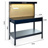 NNEMB Steel Workbench with LED Worklight for Garage Workshop