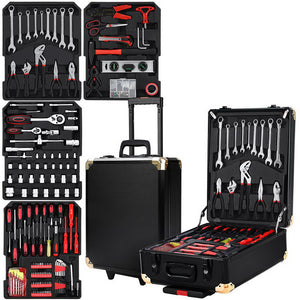 NNEDSZ 816pcs Tool Kit Trolley Case Mechanics Box Toolbox Portable DIY Set BK