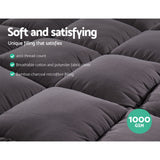 NNEDSZ Single Mattress Topper Pillowtop 1000GSM Charcoal Microfibre Bamboo Fibre Filling Protector