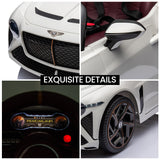 NNEMB Licensed Bentley Bacalar Electric Ride On Toy Car for Kids-with Parental Remote Control-White