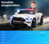 NNEMB Ride-On Car Mustang Style Patrol Electric Battery Powered Toy-Remote Control-White