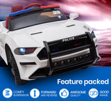 NNEMB Ride-On Car Mustang Style Patrol Electric Battery Powered Toy-Remote Control-White
