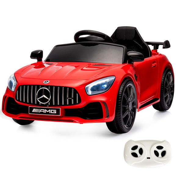 NNEMB Licensed Mercedes Benz AMG GTR Electric Ride On Toy Car for Kids-with Parental Remote Control-Red
