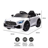 NNEMB Licensed Mercedes Benz AMG GTR Electric Ride On Toy Car for Kids-with Parental Remote Control-White