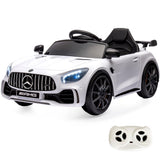 NNEMB Licensed Mercedes Benz AMG GTR Electric Ride On Toy Car for Kids-with Parental Remote Control-White