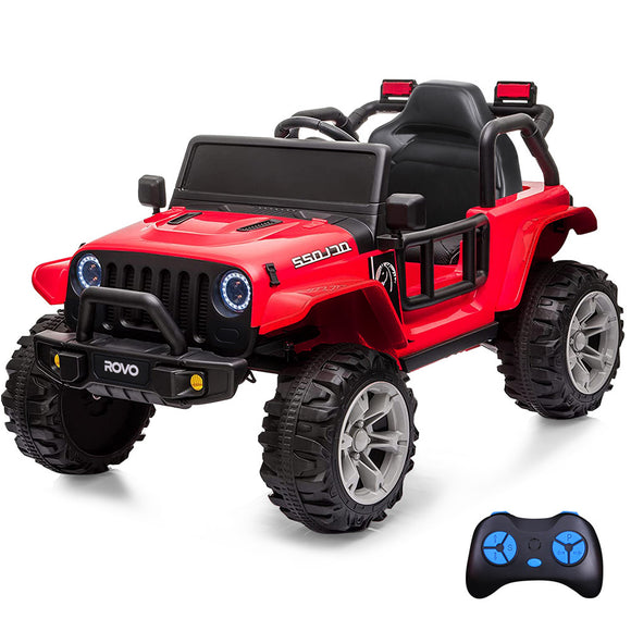 NNEMB Jeep Inspired Electric Ride On Toy Car-with Parental Remote Control-Bluetooth Music-Red