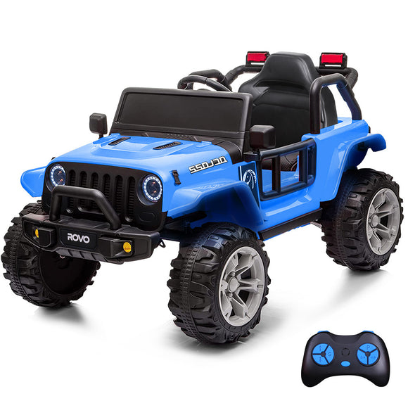 NNEMB Jeep Inspired Electric Ride On Toy Car-with Parental Remote Control-Bluetooth Music-Blue