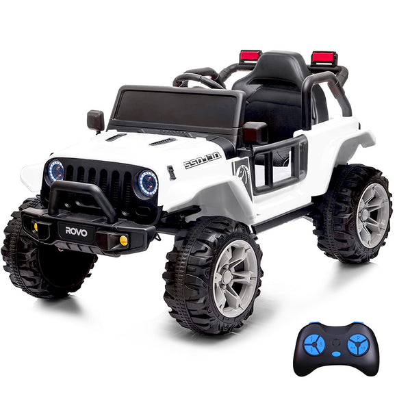 NNEMB Jeep Inspired Electric Ride On Toy Car-with Parental Remote Control-Bluetooth Music-White