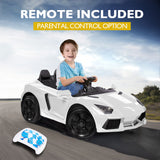 NNEMB Lamborghini Inspired Ride-On Car-Remote Control-Battery Charger-White