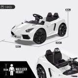 NNEMB Lamborghini Inspired Ride-On Car-Remote Control-Battery Charger-White