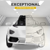 NNEMB Lamborghini Inspired Ride-On Car-Remote Control-Battery Charger-White