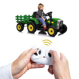 NNEMB Electric Battery Operated Ride On Tractor Toy-Remote Control-Green and Yellow