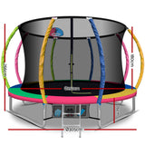 NNEDSZ 10FT Trampoline Round Trampolines With Basketball Hoop Kids Present Gift Enclosure Safety Net Pad Outdoor Multi-coloured