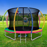 NNEDSZ 10FT Trampoline Round Trampolines With Basketball Hoop Kids Present Gift Enclosure Safety Net Pad Outdoor Multi-coloured