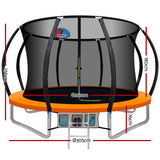 NNEDSZ 10FT Trampoline Round Trampolines With Basketball Hoop Kids Present Gift Enclosure Safety Net Pad Outdoor Orange