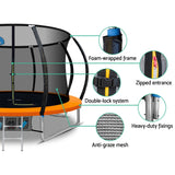 NNEDSZ 10FT Trampoline Round Trampolines With Basketball Hoop Kids Present Gift Enclosure Safety Net Pad Outdoor Orange