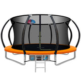 NNEDSZ 12FT Trampoline Round Trampolines With Basketball Hoop Kids Present Gift Enclosure Safety Net Pad Outdoor Orange