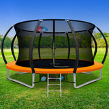 NNEDSZ 12FT Trampoline Round Trampolines With Basketball Hoop Kids Present Gift Enclosure Safety Net Pad Outdoor Orange