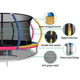 NNEDSZ 14FT Trampoline Round Trampolines With Basketball Hoop Kids Present Gift Enclosure Safety Net Pad Outdoor Multi-coloured