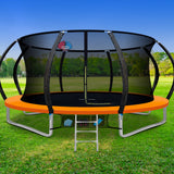 NNEDSZ 14FT Trampoline Round Trampolines With Basketball Hoop Kids Present Gift Enclosure Safety Net Pad Outdoor Orange
