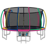 NNEDSZ 16FT Trampoline Round Trampolines With Basketball Hoop Kids Present Gift Enclosure Safety Net Pad Outdoor Multi-coloured