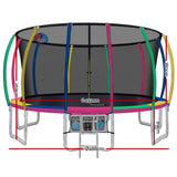 NNEDSZ 16FT Trampoline Round Trampolines With Basketball Hoop Kids Present Gift Enclosure Safety Net Pad Outdoor Multi-coloured