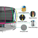 NNEDSZ 16FT Trampoline Round Trampolines With Basketball Hoop Kids Present Gift Enclosure Safety Net Pad Outdoor Multi-coloured