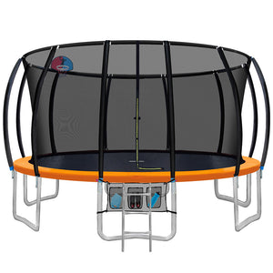 NNEDSZ 16FT Trampoline Round Trampolines With Basketball Hoop Kids Present Gift Enclosure Safety Net Pad Outdoor Orange
