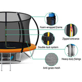 NNEDSZ 8FT Trampoline Round Trampolines Kids Present Gift Enclosure Safety Net Pad Outdoor Orange