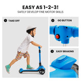 NNEMB 3-Wheel Electric Scooter-Ages 3-8-Adjustable Height-Folding-Lithium Battery-Blue