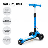 NNEMB 3-Wheel Electric Scooter-Ages 3-8-Adjustable Height-Folding-Lithium Battery-Blue