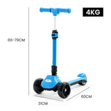 NNEMB 3-Wheel Electric Scooter-Ages 3-8-Adjustable Height-Folding-Lithium Battery-Blue